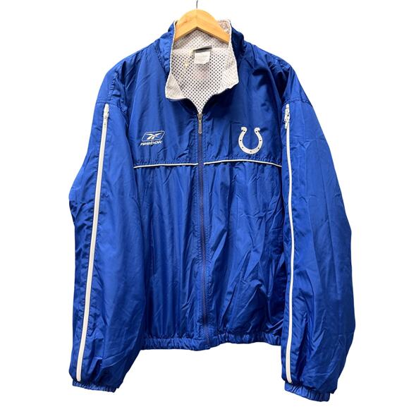 Vintage Indianapolis Colts Jacket Mens XL Blue Full Zip Mesh Lined NFL Reebok - Picture 1 of 10